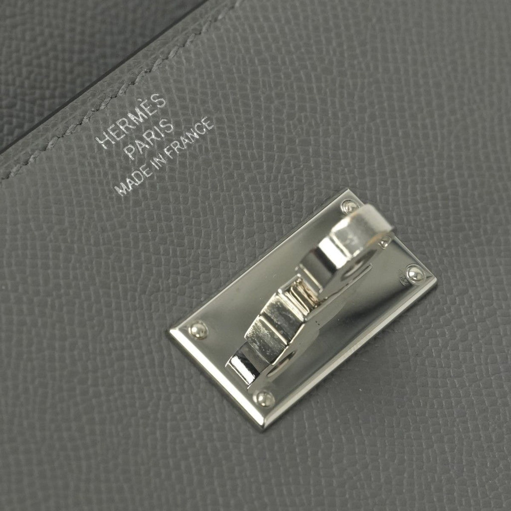 Hermes Kelly Pocket Wallet Madame Grismeyer Gray Silver Clutch — view 6