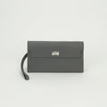 Hermes Kelly Pocket Wallet Madame Grismeyer Gray Silver Clutch