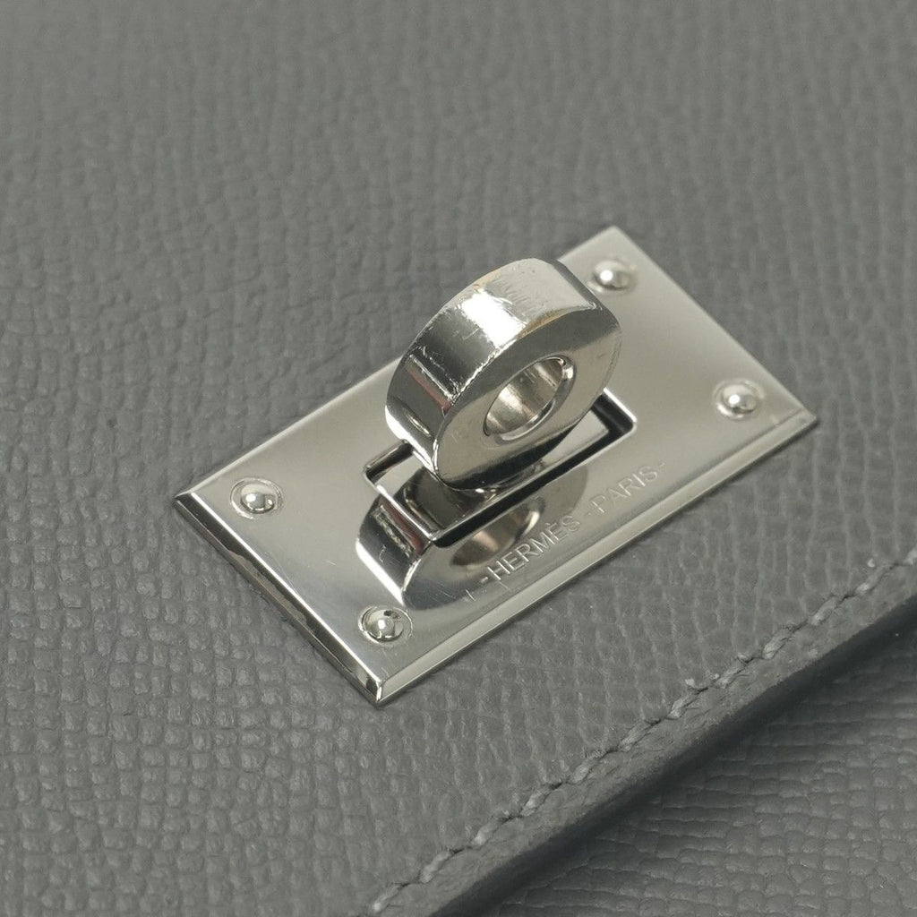 Hermes Kelly Pocket Wallet Madame Grismeyer Gray Silver Clutch — view 5