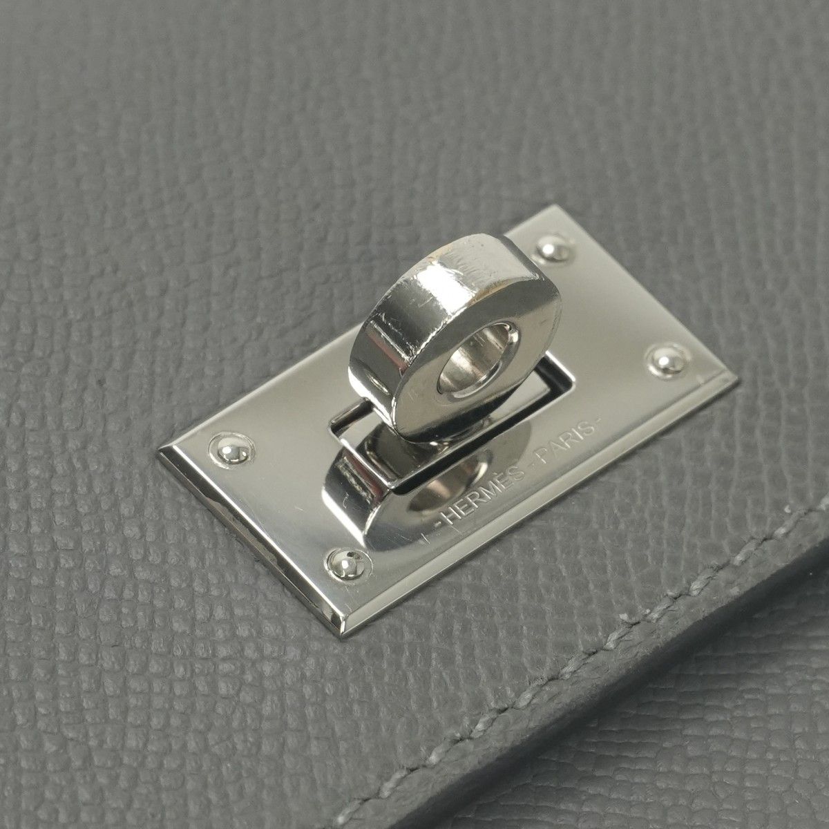 Hermes Kelly Pocket Wallet Madame Grismeyer Gray Silver Clutch — view 5