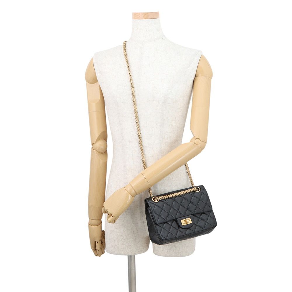 Chanel Chain Shoulder Bag Quilted 2.55 Mini Aged Calf Leather Black — view 5