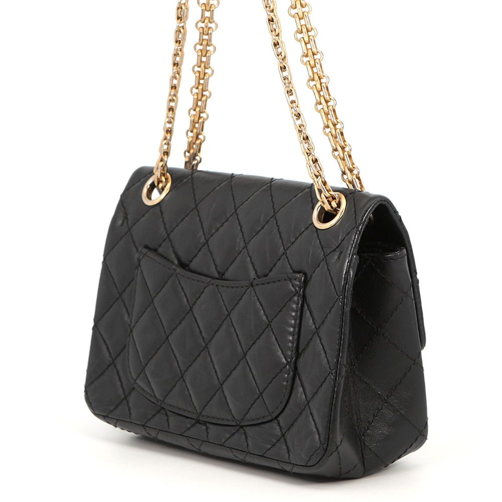 Chanel Chain Shoulder Bag Quilted 2.55 Mini Aged Calf Leather Black — view 2