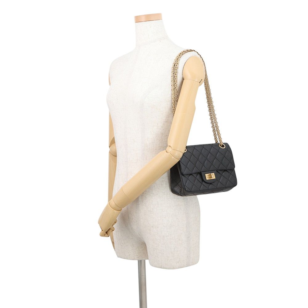 Chanel Chain Shoulder Bag Quilted 2.55 Mini Aged Calf Leather Black — view 4
