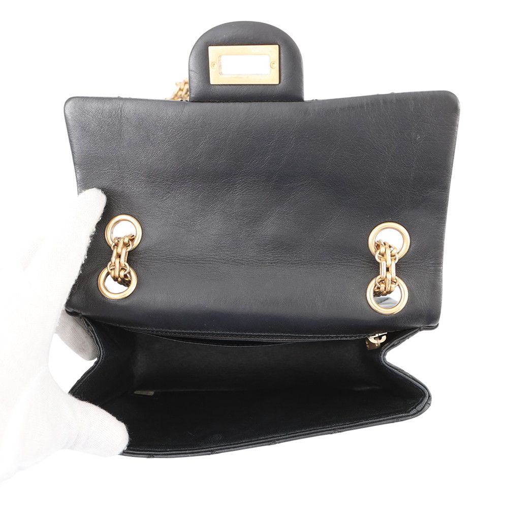 Chanel Chain Shoulder Bag Quilted 2.55 Mini Aged Calf Leather Black — view 6
