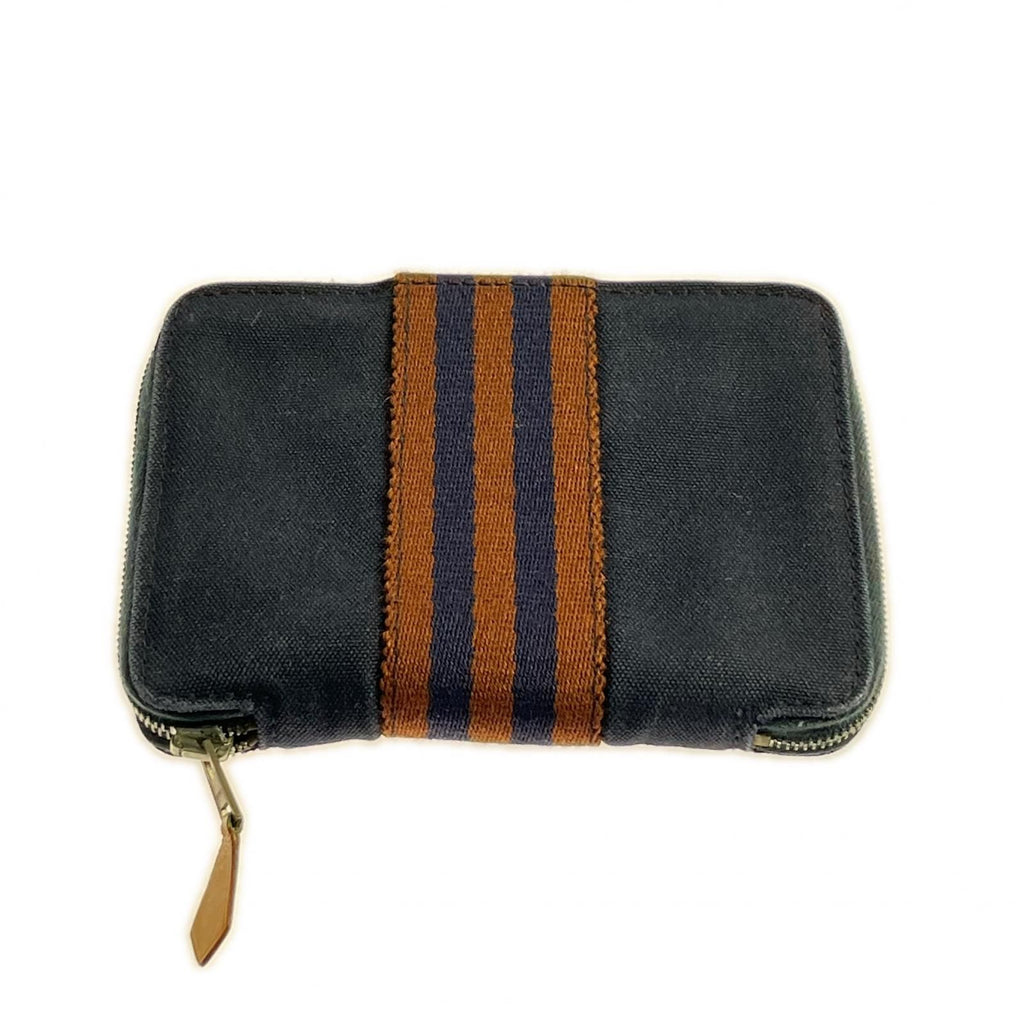 Hermes Bifold Wallet Fourre Tout Purse PM Navy Brown