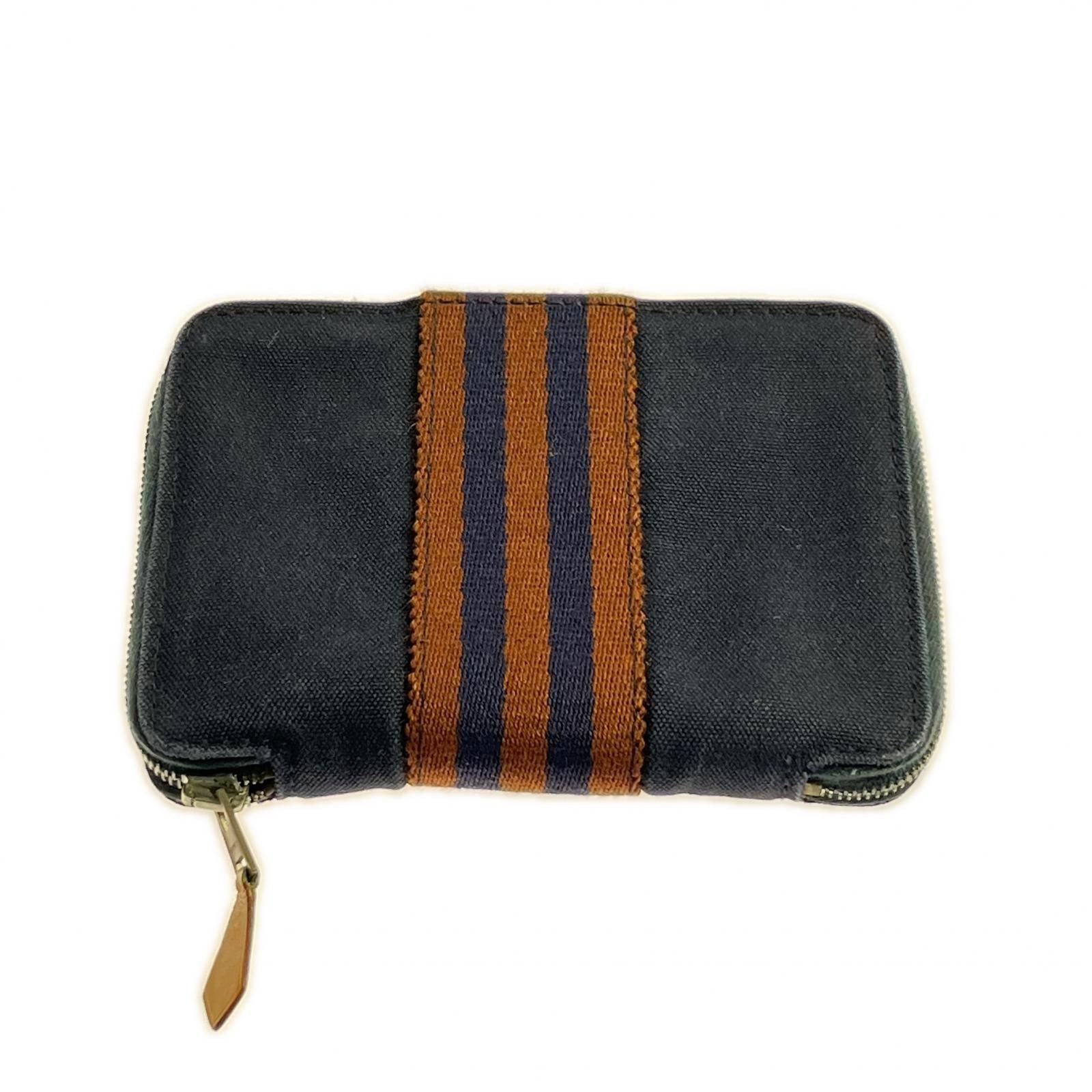 Hermes Bifold Wallet Fourre Tout Purse PM Navy Brown