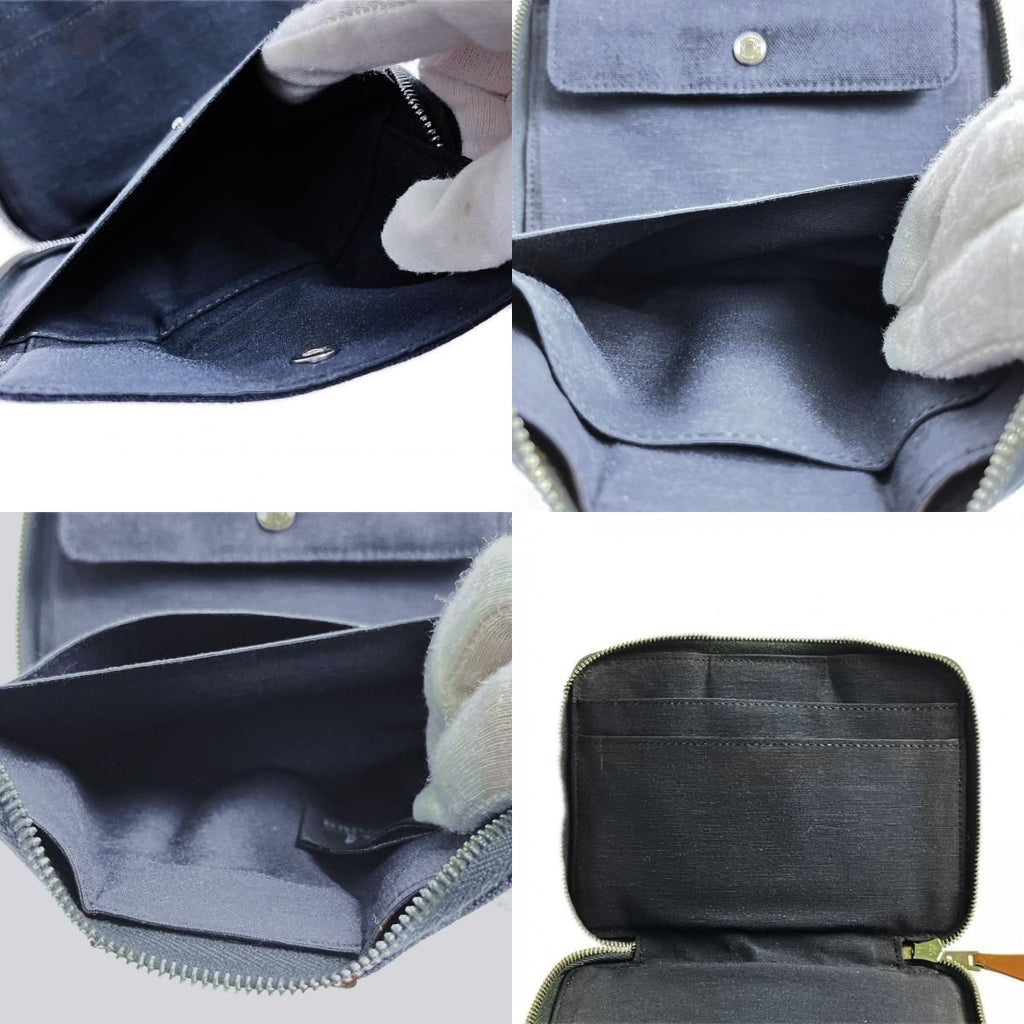 Hermes Bifold Wallet Fourre Tout Purse PM Navy Brown — view 9
