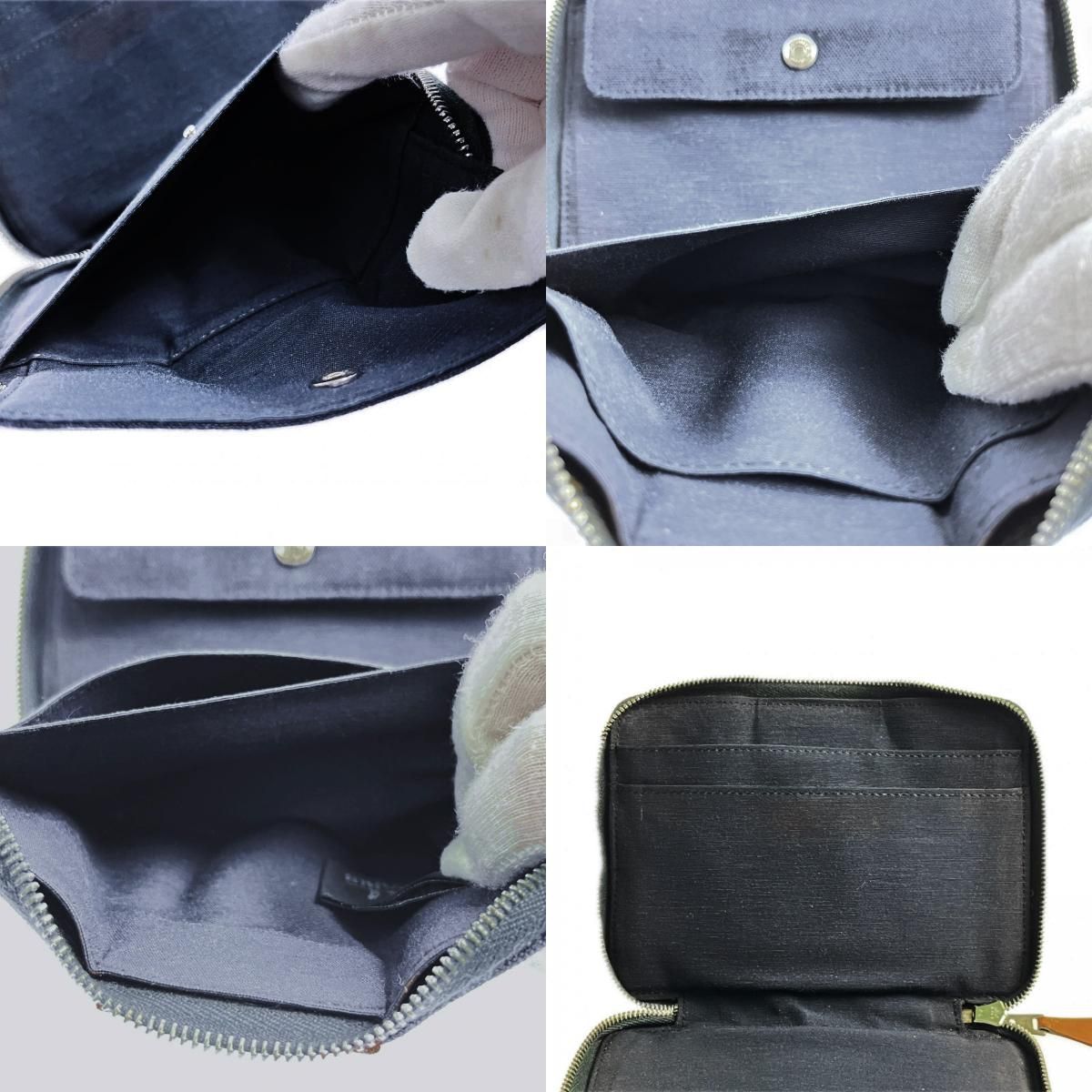 Hermes Bifold Wallet Fourre Tout Purse PM Navy Brown — view 9