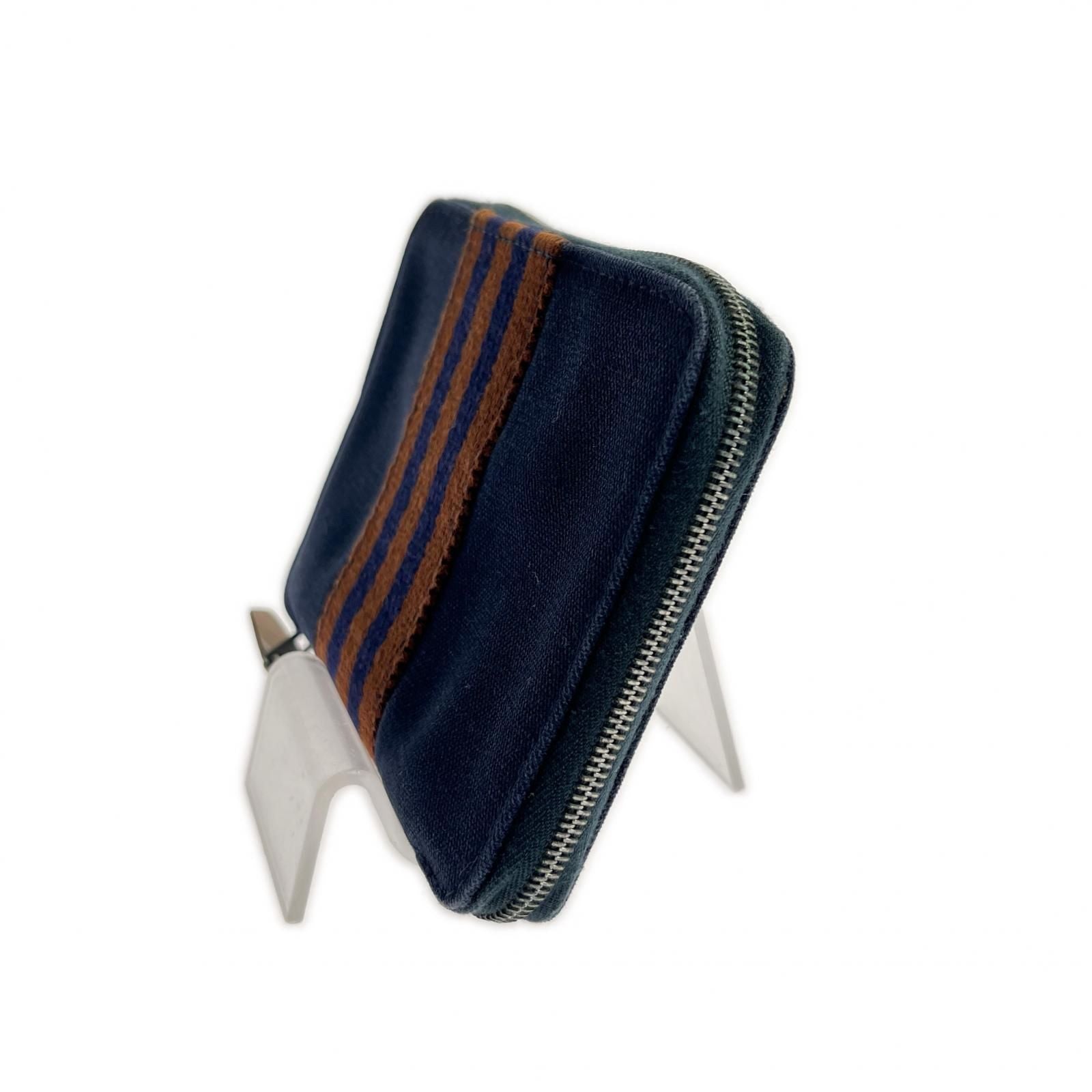 Hermes Bifold Wallet Fourre Tout Purse PM Navy Brown — view 3