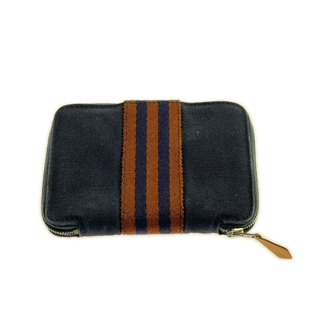 Hermes Bifold Wallet Fourre Tout Purse PM Navy Brown — view 2