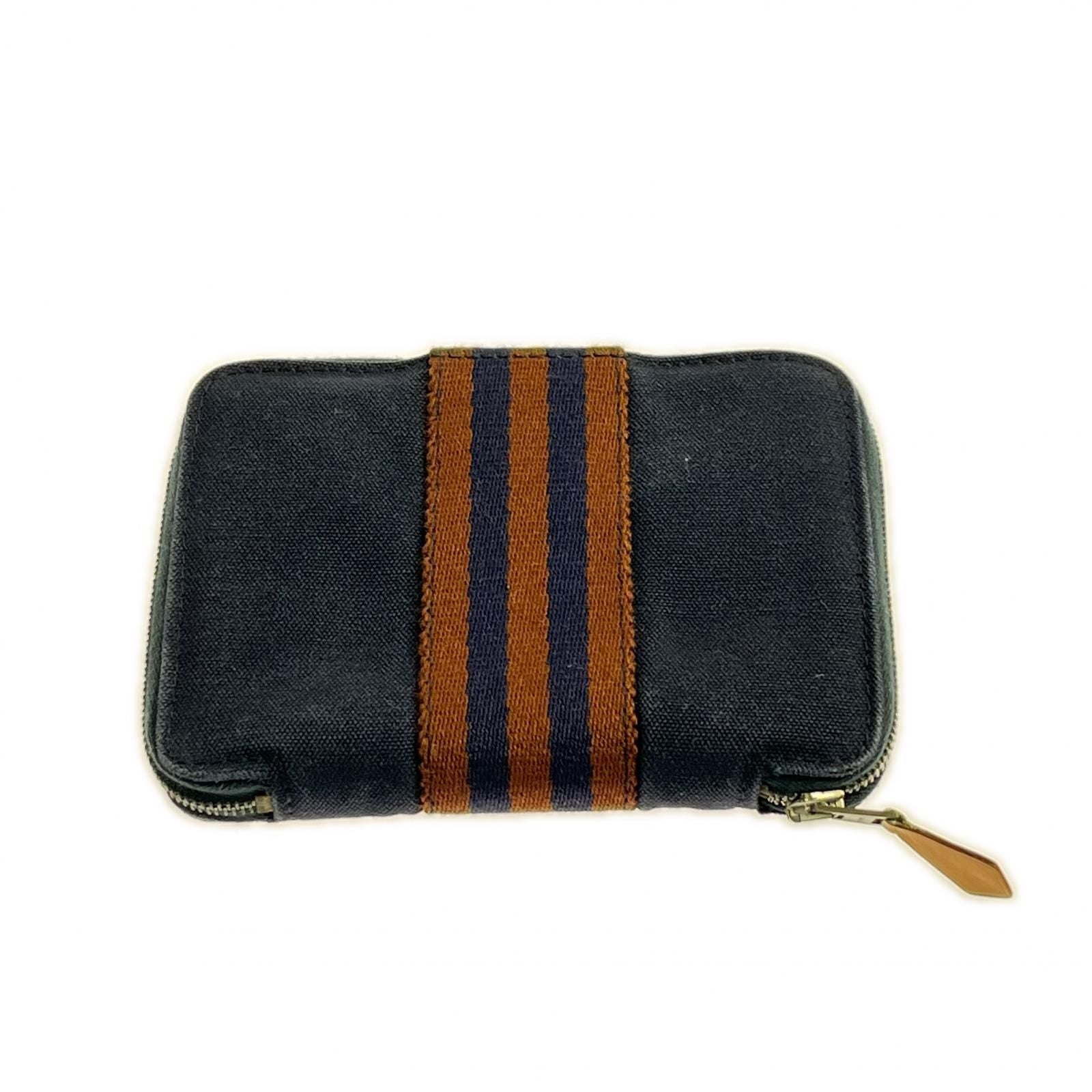 Hermes Bifold Wallet Fourre Tout Purse PM Navy Brown — view 2