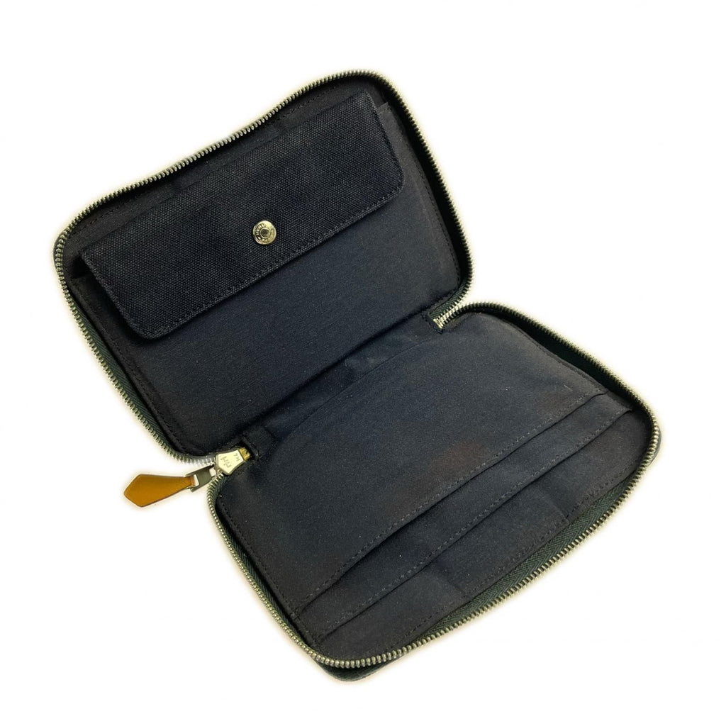 Hermes Bifold Wallet Fourre Tout Purse PM Navy Brown — view 8