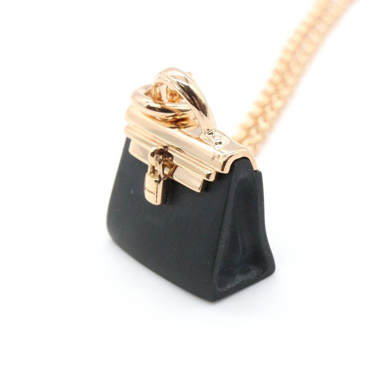 Hermes Necklace Amulet Kelly Black Jade 38 40 cm 18k Pink Gold Shade — view 4