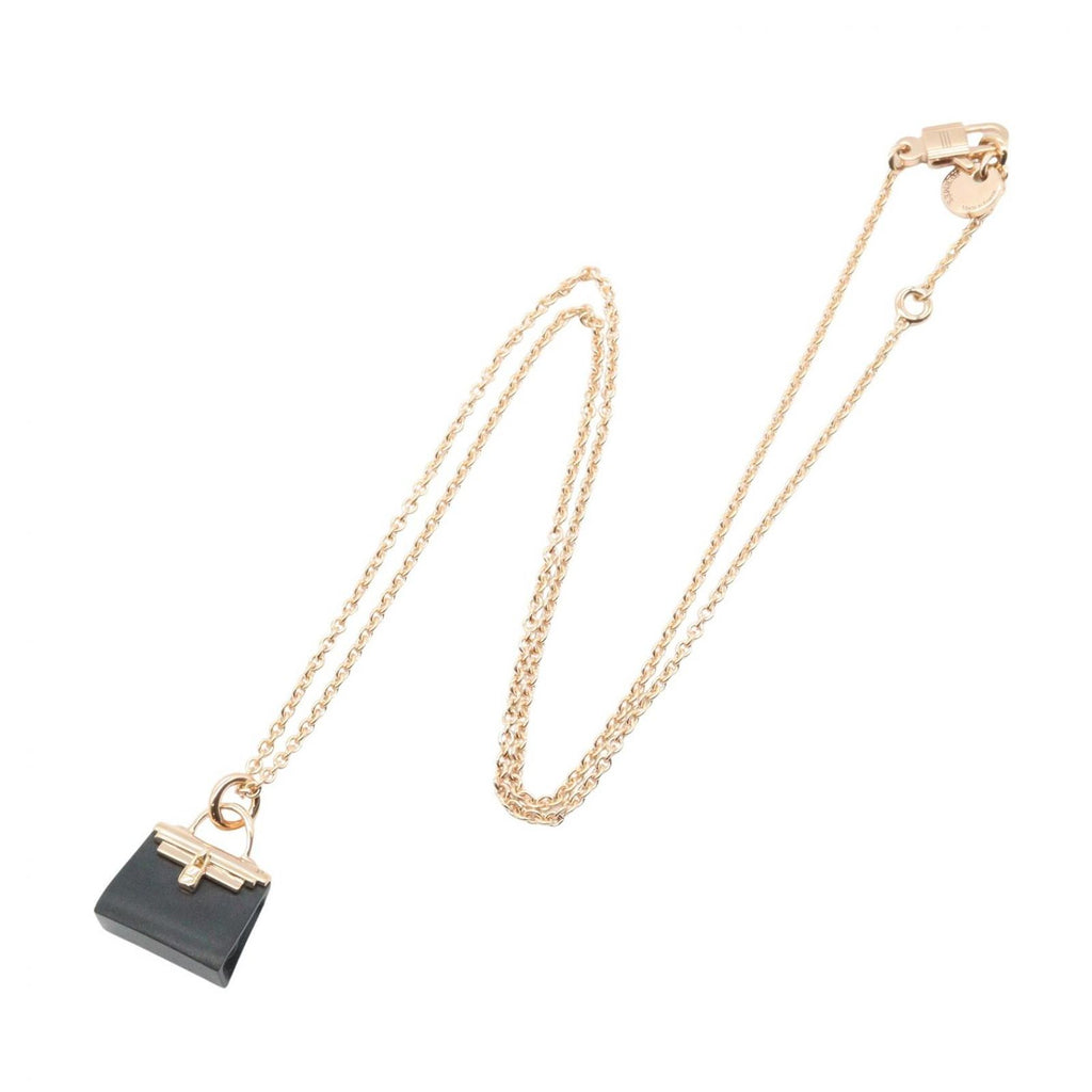 Hermes Necklace Amulet Kelly Black Jade 38 40 cm 18k Pink Gold Shade — view 2