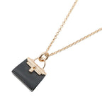 Hermes Necklace Amulet Kelly Black Jade 38 40 cm 18k Pink Gold Shade