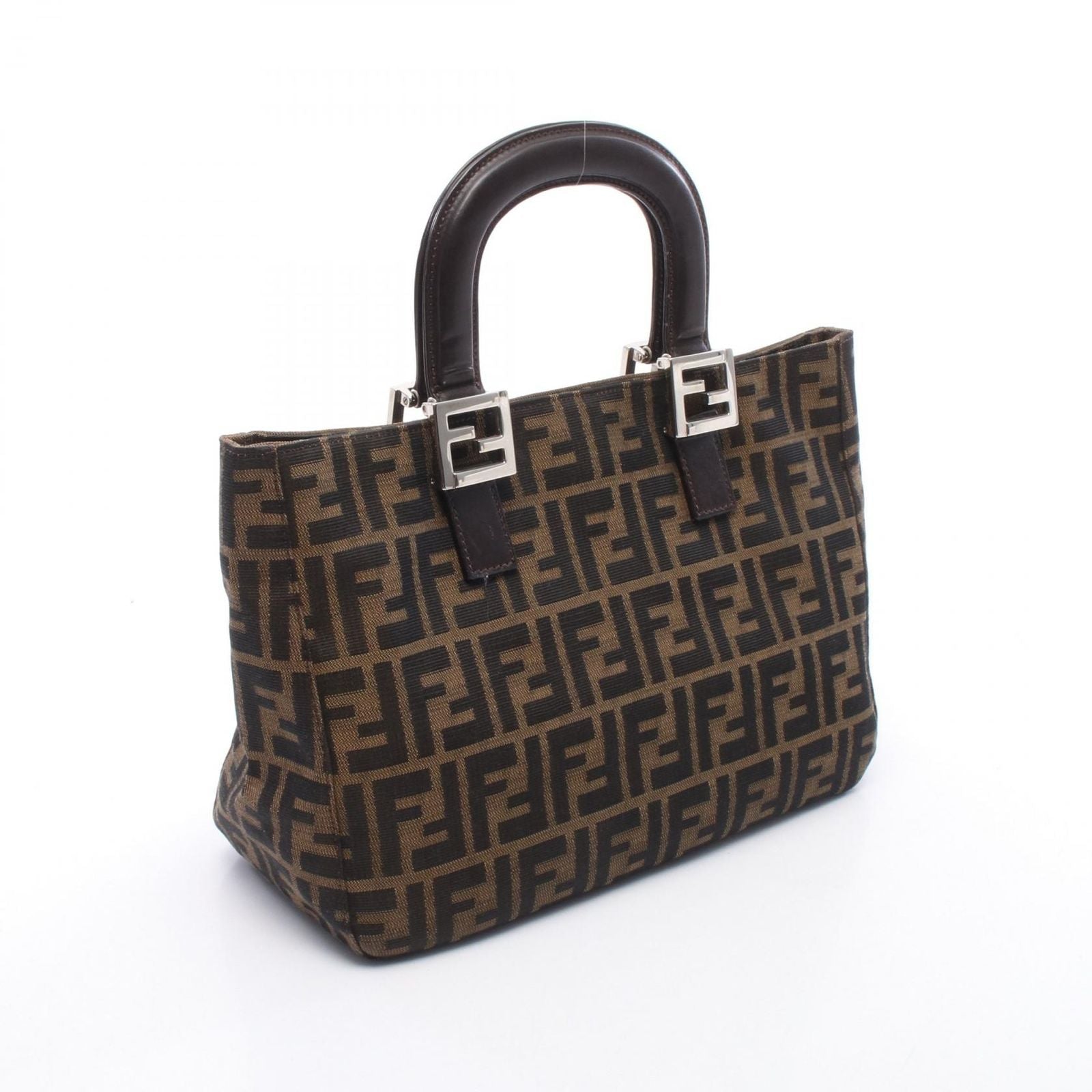 Fendi Tote Zucca Brown Black Canvas Leather — view 2