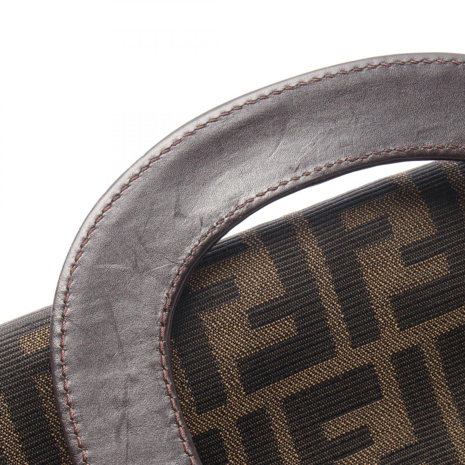 Fendi Tote Zucca Brown Black Canvas Leather — view 5