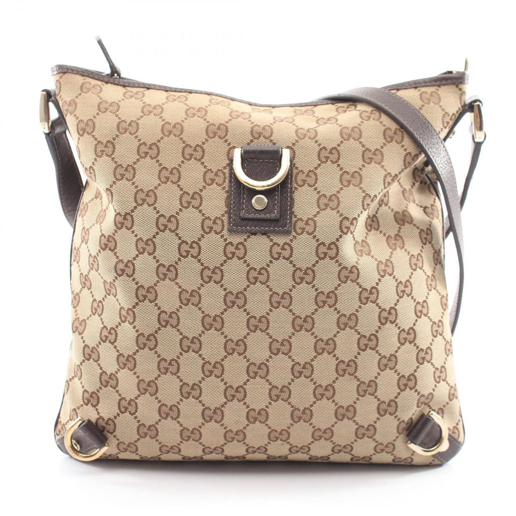 Gucci Shoulder Bag Abbey GG Canvas Beige Dark Brown