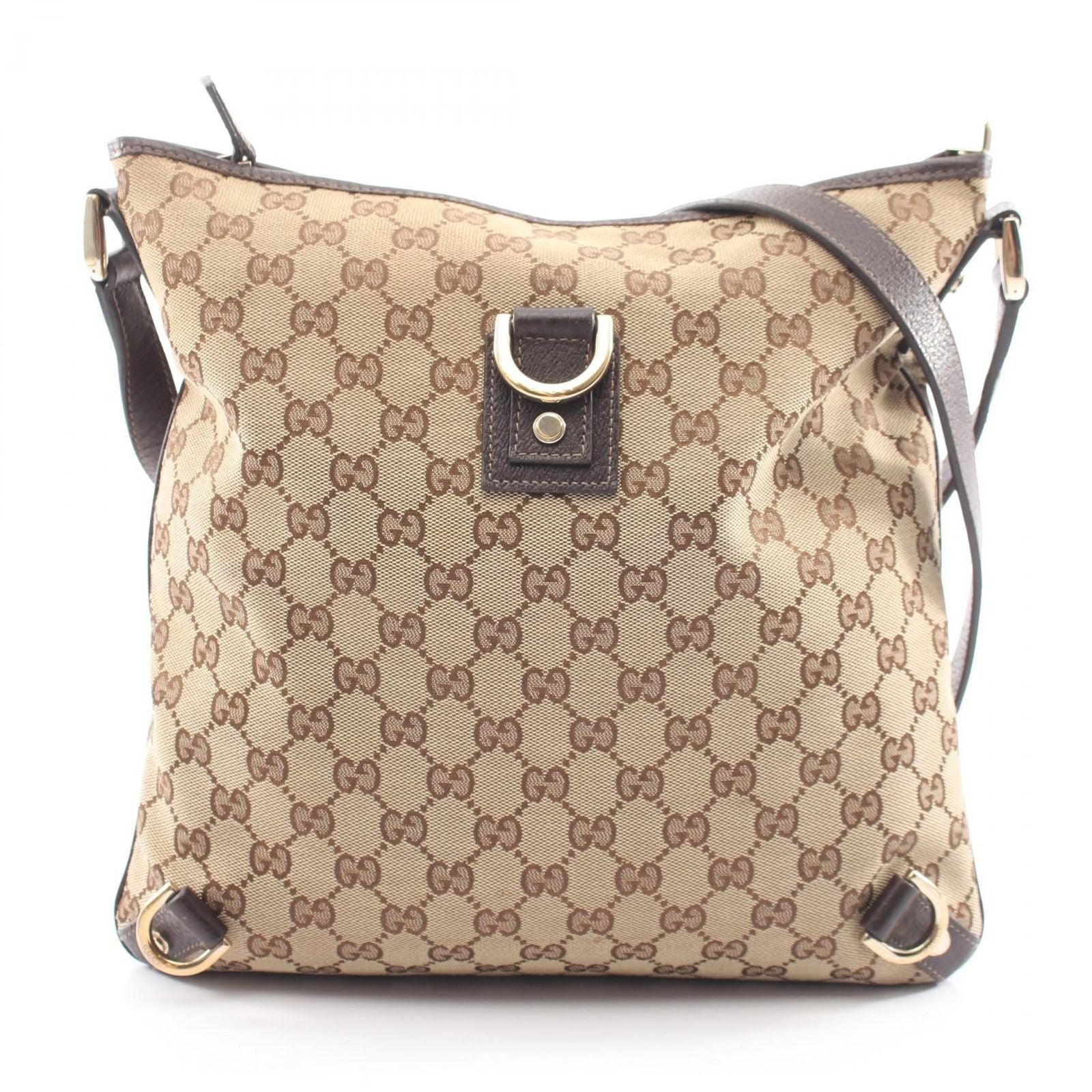 Gucci Shoulder Bag Abbey GG Canvas Beige Dark Brown
