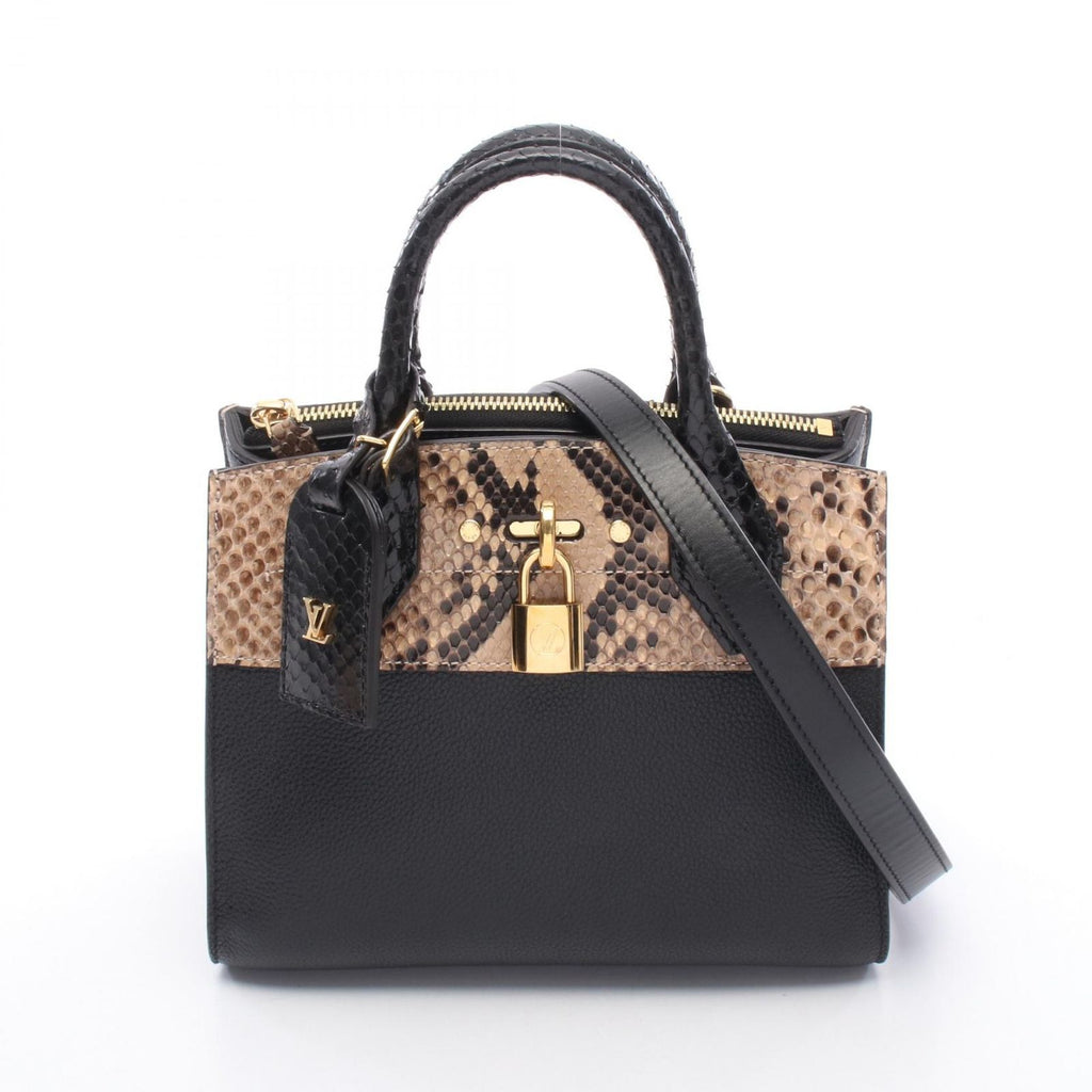 Louis Vuitton Handbag City Steamer Mini Noir 2-Way Leather Exotic Cles the