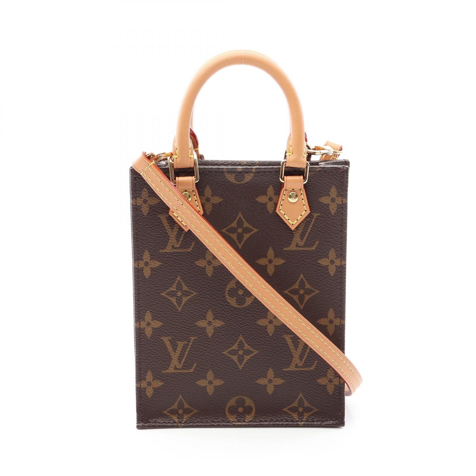 Louis Vuitton Handbag Petite Sac Plat 2-Way Canvas Leather