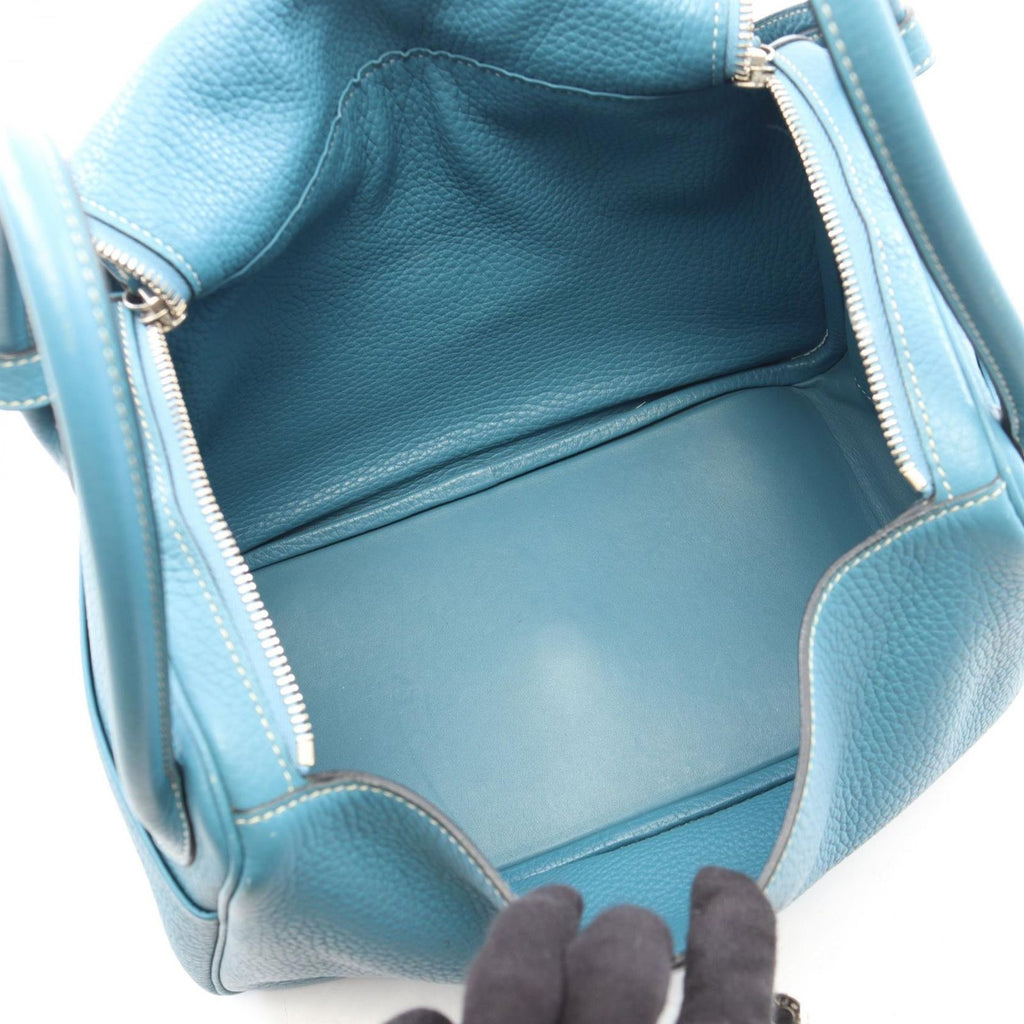Hermes Shoulder Bag Lindy 30 Blue Jean Leather — view 3