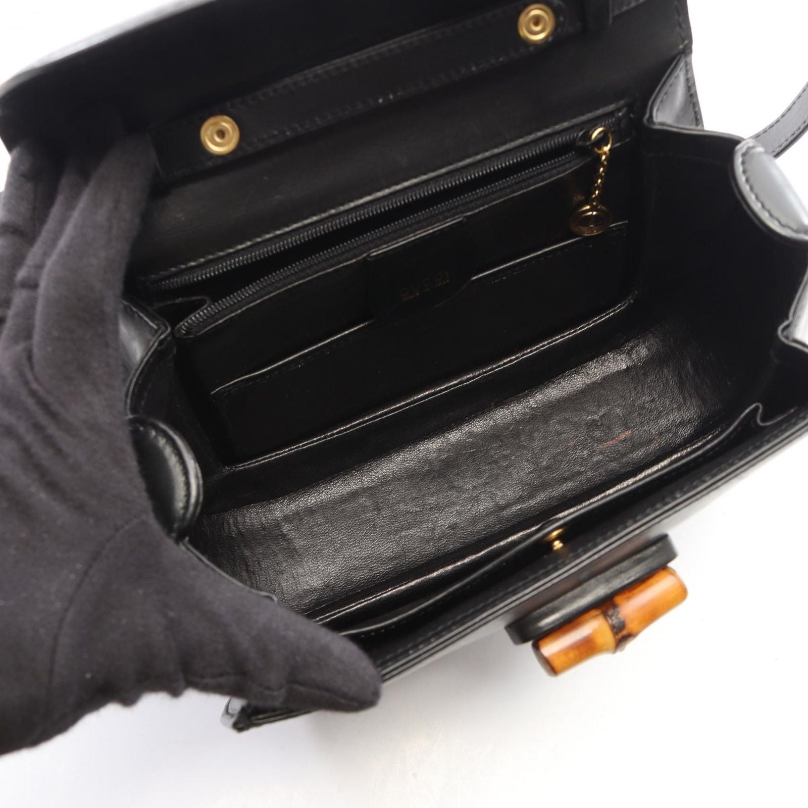 Gucci Handbag Bamboo 2-Way Black Leather Shoulder — view 3