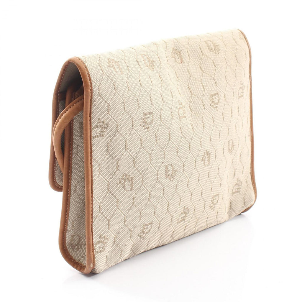Dior Shoulder Bag Honeycomb Beige Canvas Leather — view 2