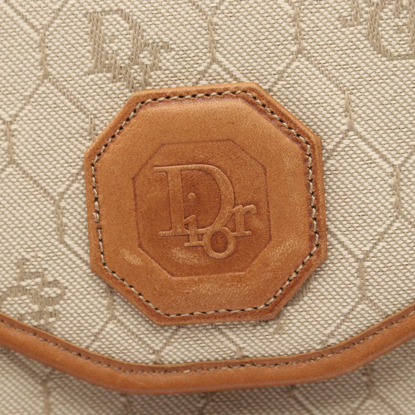Dior Shoulder Bag Honeycomb Beige Canvas Leather — view 6