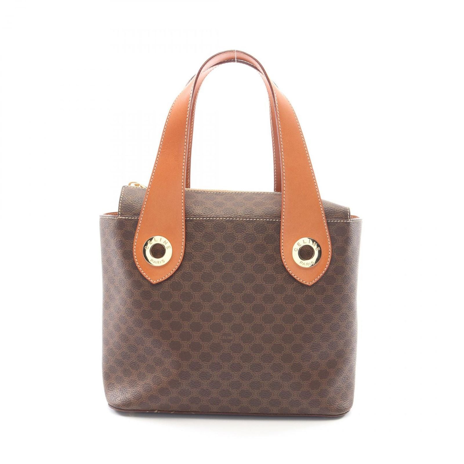 Celine Handbag Macadam Brown Canvas Leather