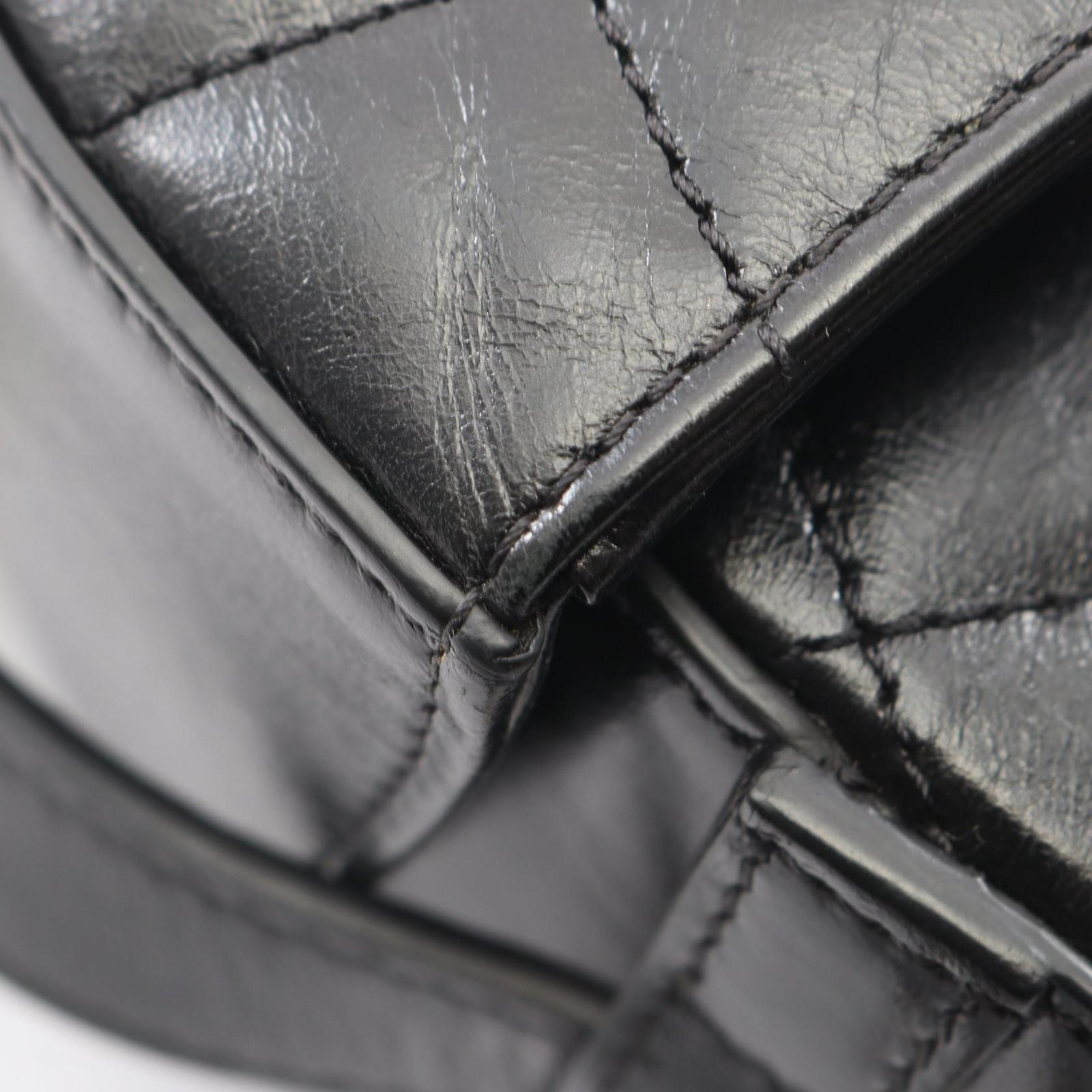 Chanel Shoulder Bag Quilted Round 2-Way Black Leather Chain — view 6