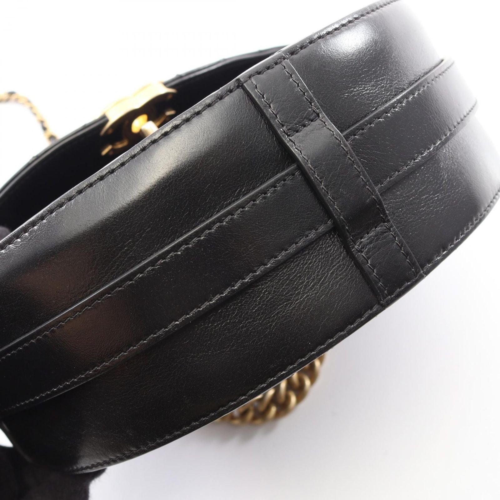 Chanel Shoulder Bag Quilted Round 2-Way Black Leather Chain — view 7