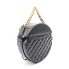 Chanel Shoulder Bag Quilted Round 2-Way Black Leather Chain — view 2