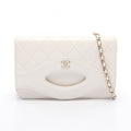 Chanel Shoulder Bag Quilted White Leather Chain Wallet