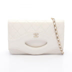 Chanel Shoulder Bag Quilted White Leather Chain Wallet