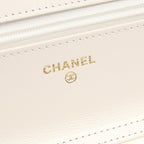 Chanel Shoulder Bag Quilted White Leather Chain Wallet — view 4