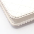 Chanel Shoulder Bag Quilted White Leather Chain Wallet — view 7