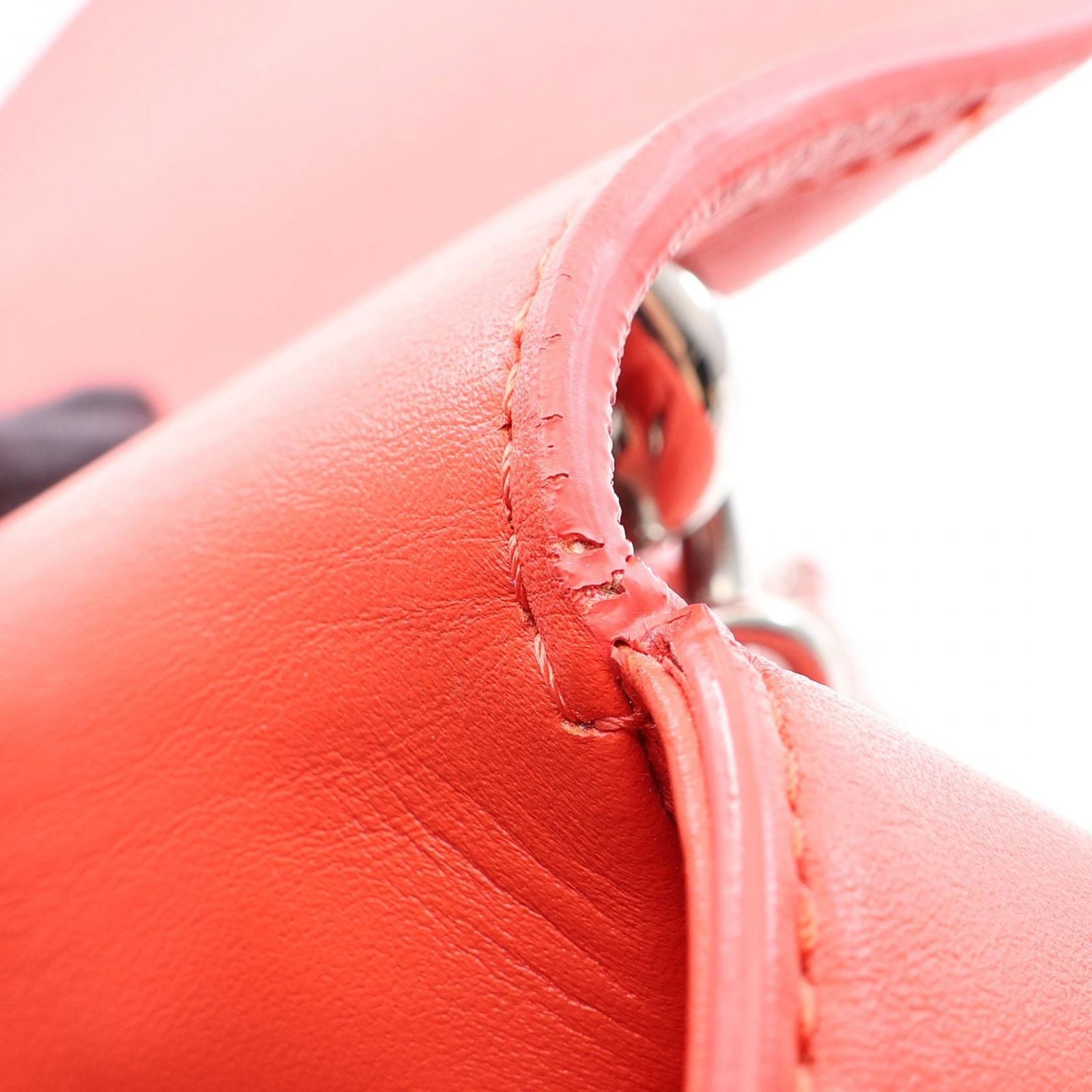 Chanel Shoulder Bag Quilted Top Handle 2-Way Red Leather Chain — view 9