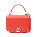 Chanel Shoulder Bag Quilted Top Handle 2-Way Red Leather Chain