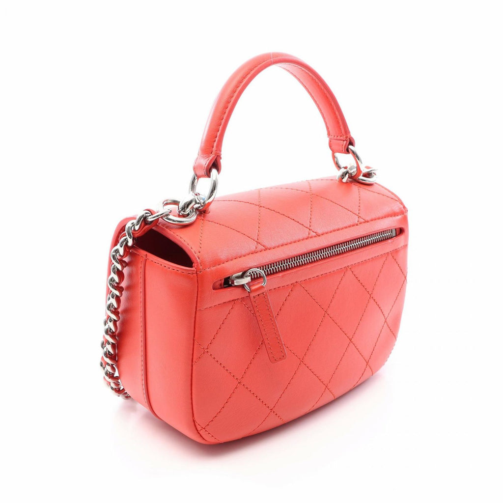 Chanel Shoulder Bag Quilted Top Handle 2-Way Red Leather Chain — view 2
