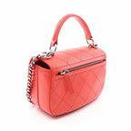 Chanel Shoulder Bag Quilted Top Handle 2-Way Red Leather Chain — view 2