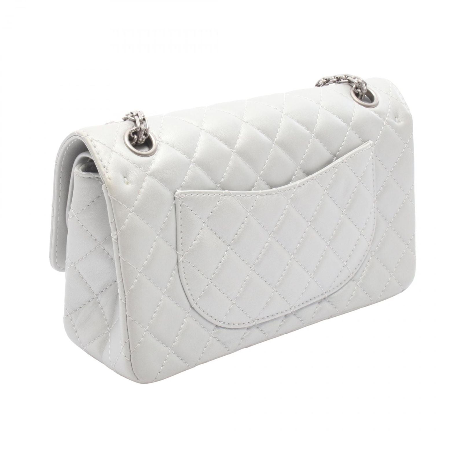 Chanel Shoulder Bag 2.55 Quilted Mademoiselle Chain Silver Leather Double Flap — view 2