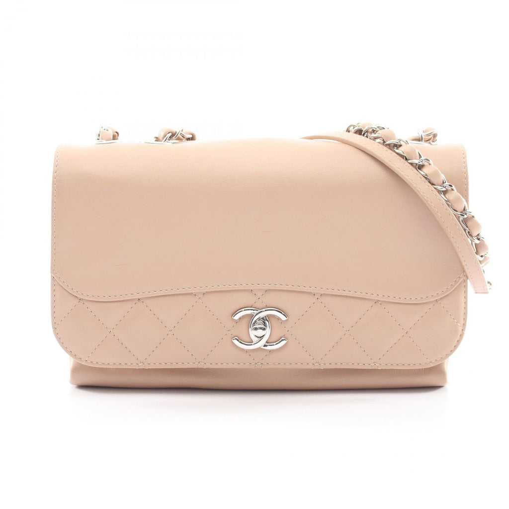 Chanel Shoulder Bag Quilted Milk Tea Lambskin Chain