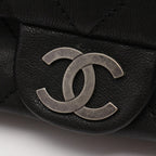 Chanel Shoulder Bag Quilted Antique Silver Black Caviar Leather Chain — view 8