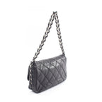 Chanel Shoulder Bag Quilted Antique Silver Black Caviar Leather Chain — view 2