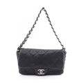 Chanel Shoulder Bag Quilted Antique Silver Black Caviar Leather Chain