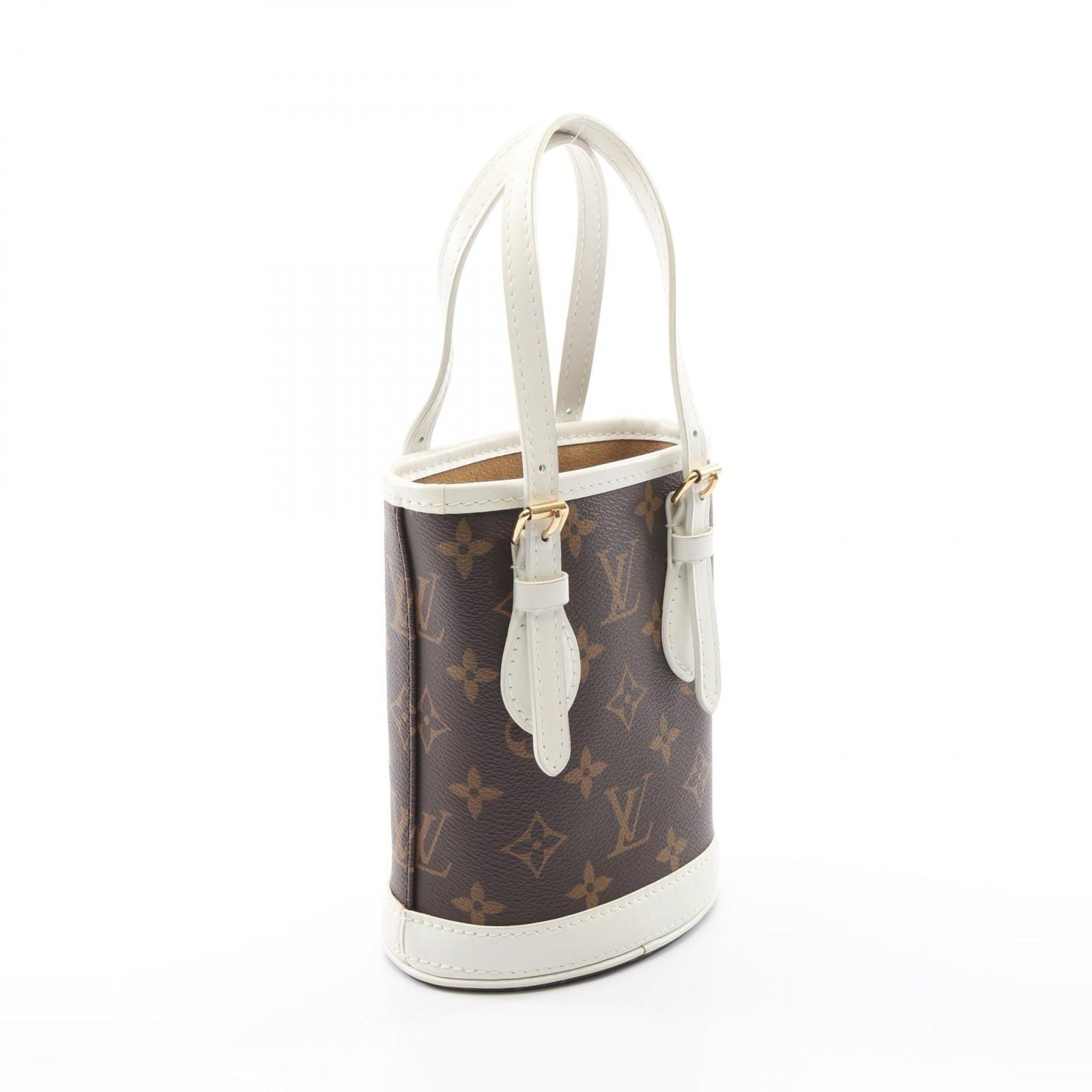 Louis Vuitton Handbag Nano Bucket 2-Way Blanc Canvas Leather — view 2