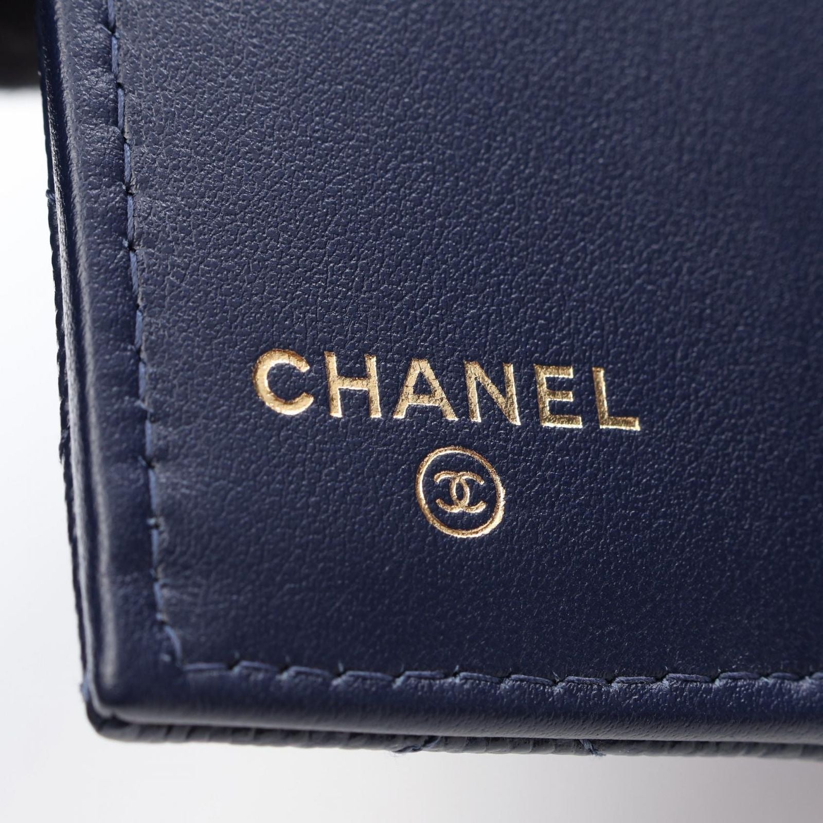 Chanel Trifold Wallet Classic Small Flap Quilted Navy Caviar Leather — view 6