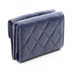 Chanel Trifold Wallet Classic Small Flap Quilted Navy Caviar Leather — view 2