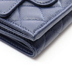 Chanel Trifold Wallet Classic Small Flap Quilted Navy Caviar Leather — view 9
